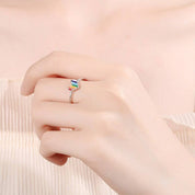 Rainbow Vintage Crown LGBT Heart Open Ring