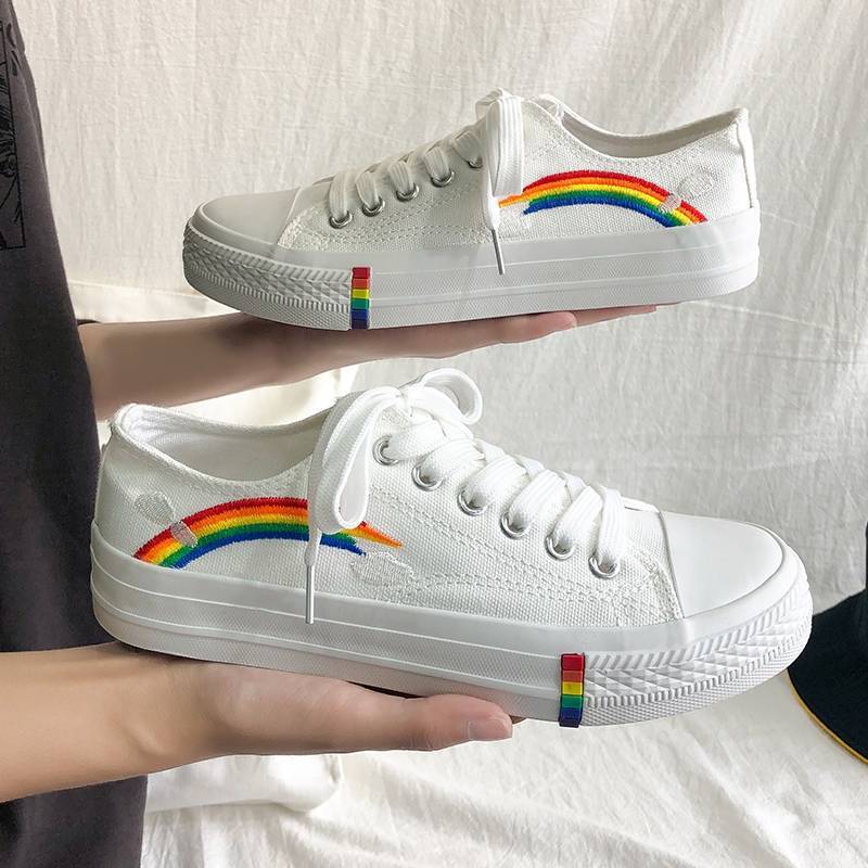 Rainbow Bottom High Top Sneakers