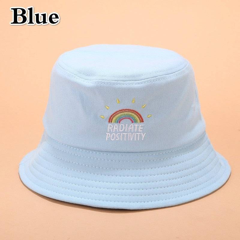 Foldable Embroidered Rainbow Bucket Hat