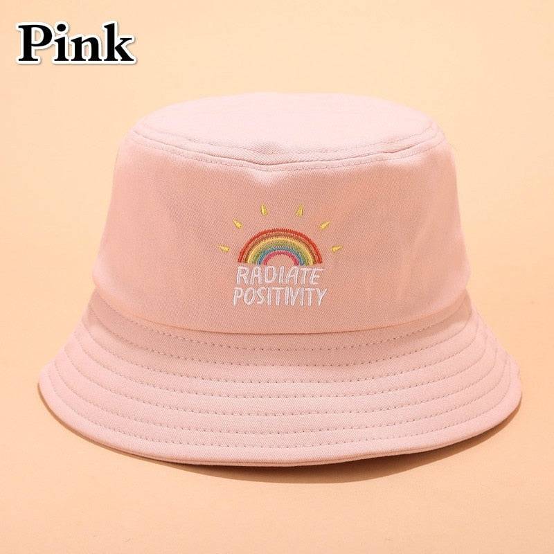 Foldable Embroidered Rainbow Bucket Hat