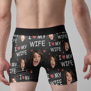 I Love My Wife - Personalized Photo Men's Boxer Briefs - Anniversary Gifts For Men