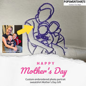 Custom Embroidered｜Photo Portrait Sweatshirt｜Mother's Day Gift