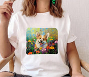 Garden Series｜Puppy Oil Painting Style｜Corgi Art T-shirt｜Dog Memorial Gifts Sweatshirt