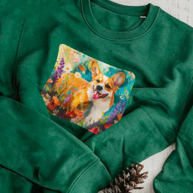 Garden Series｜Puppy Oil Painting Style｜Corgi Art T-shirt｜Dog Memorial Gifts Sweatshirt