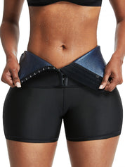 Blue Neoprene Shorts Hook And Eye Closure Abdominal Control