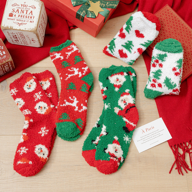 Christmas Ladies' Fleece Socks | Plush Winter Thick Floor Sleep Socks