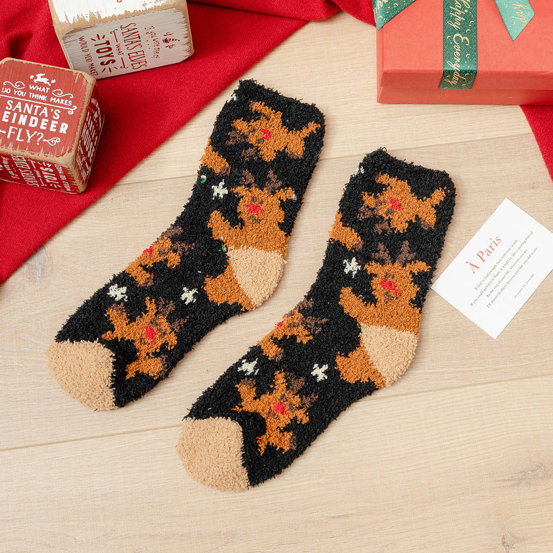 Christmas Ladies' Fleece Socks | Plush Winter Thick Floor Sleep Socks