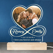 Custom Photo I Love You To Infinity And Beyond - Couple Personalized Custom Infinity Heart Shaped 3D LED Light