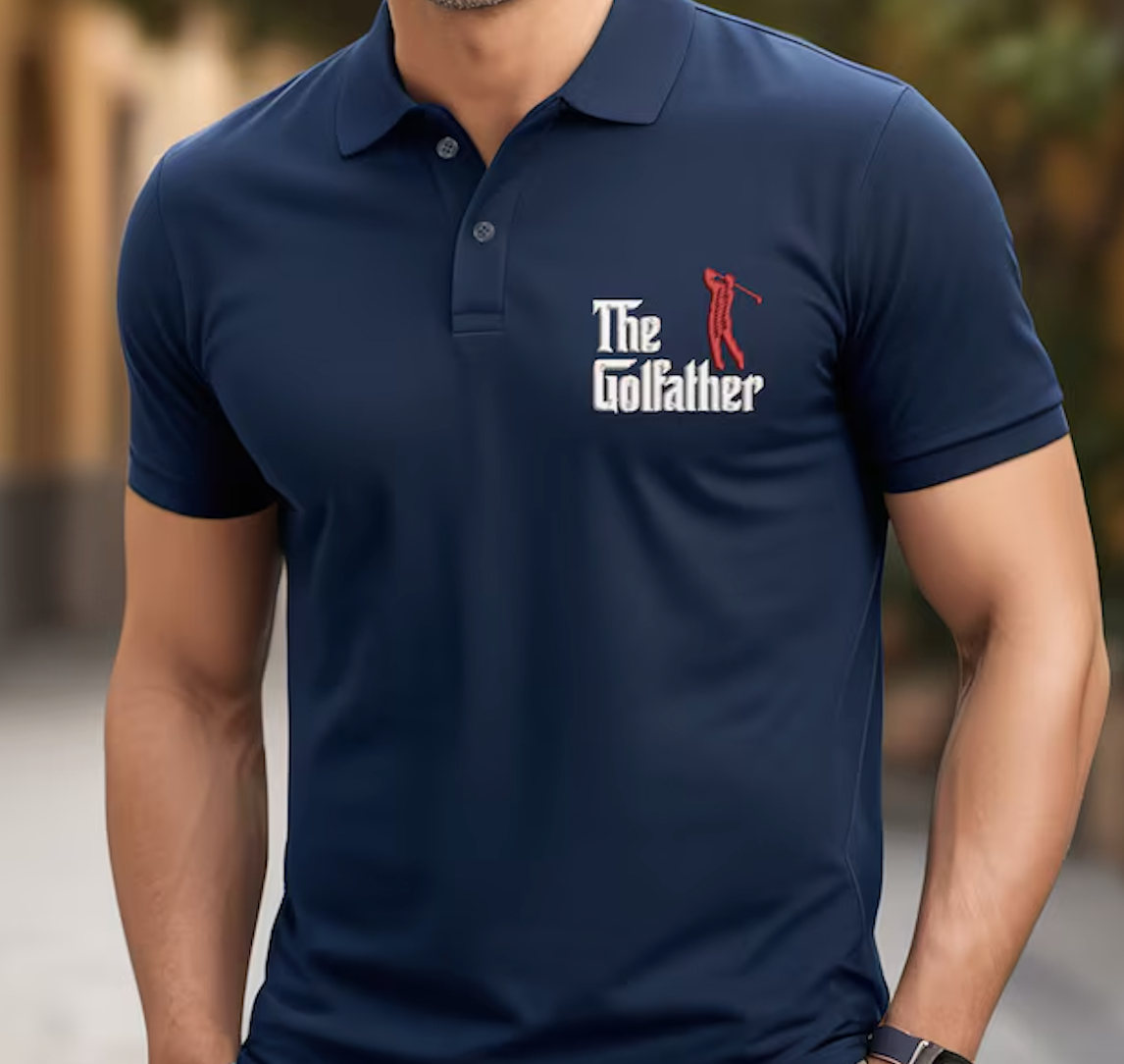 Father Golf Embroidery Shirt,Funny Father Polo