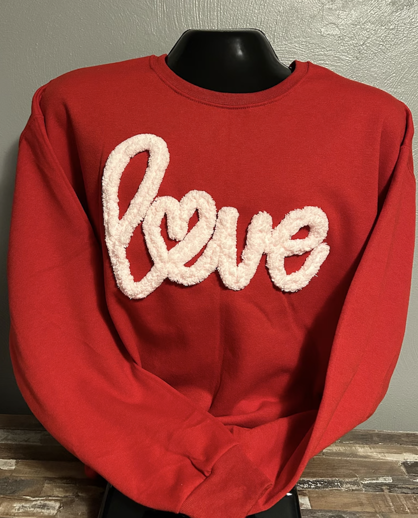 Love Chenille Sweatshirt | Valentine’s Day Sweatshirt