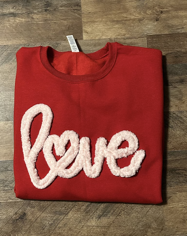 Love Chenille Sweatshirt | Valentine’s Day Sweatshirt