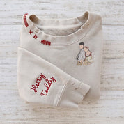 Embroidered Hand Distressed Photo Crewneck