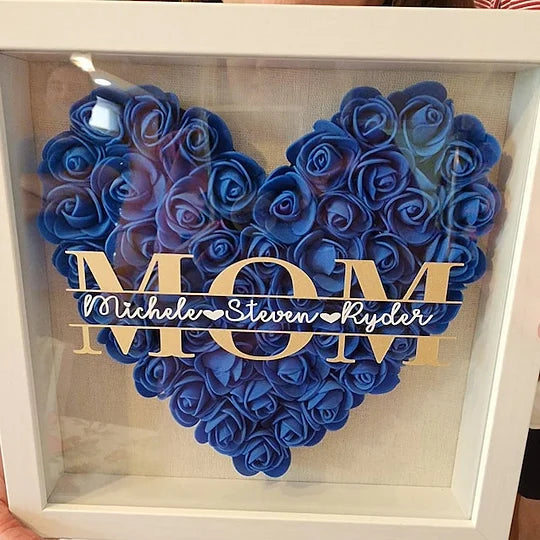 Heart roses shadow box for mama