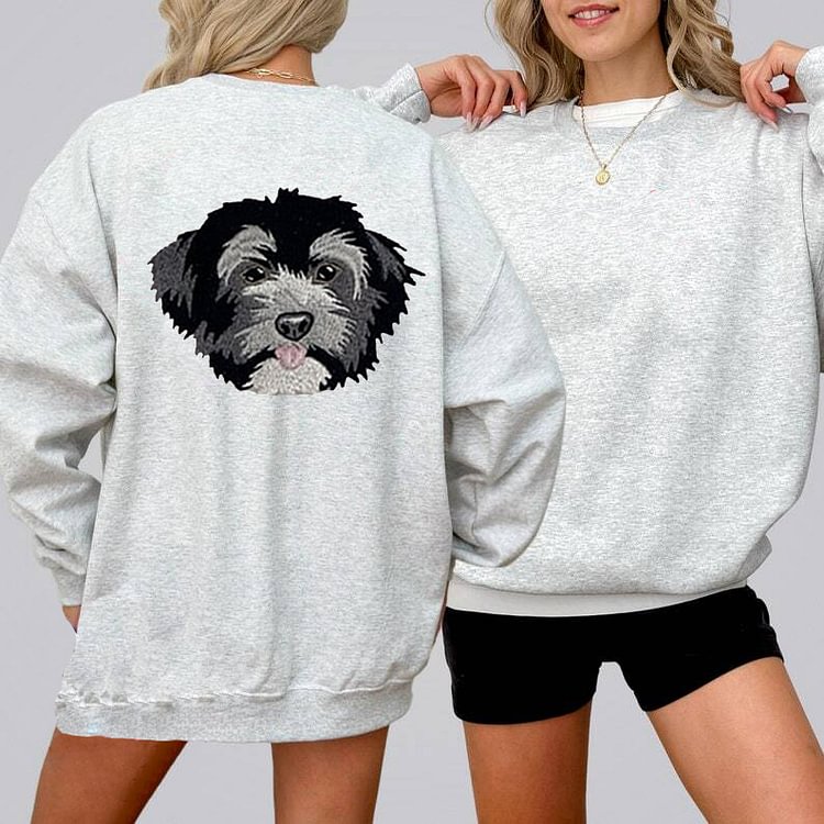 Custom Embroidered | Pet Portrait Hoodie | Embroidered Pet Portrait on the Back