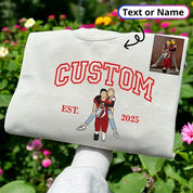 Embroidered Couple Photo Hoodie | Personalized His And Her Sweatshirt