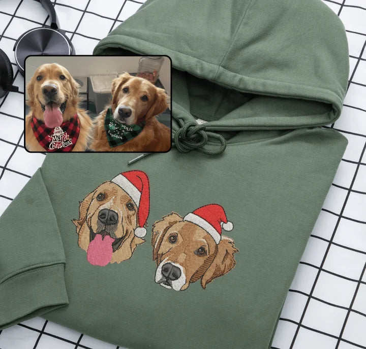 Custom Embroidered Pet Portrait Christmas Jumper Sweatshirt