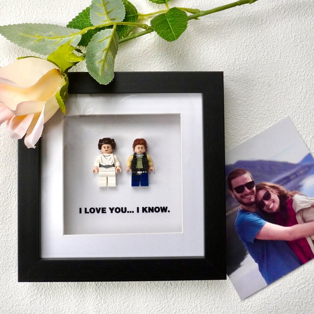 I Love You I Know | Princess Leia & Han Solo | Mini Figure | Star Wars | Frame | Gift | Love | Valentine's Day