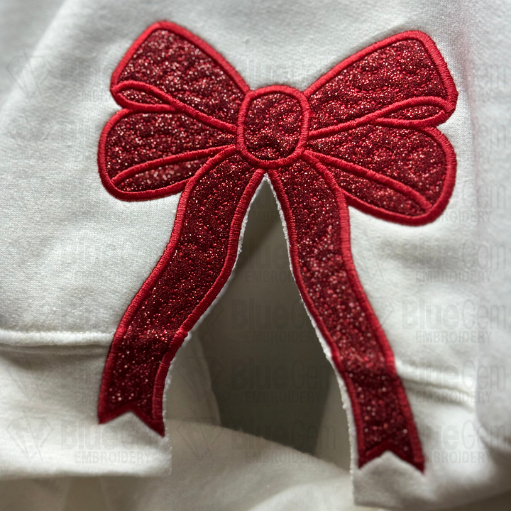 Custom Merry Embroidered | Two Side Bows Cut-Out Sweatshirt