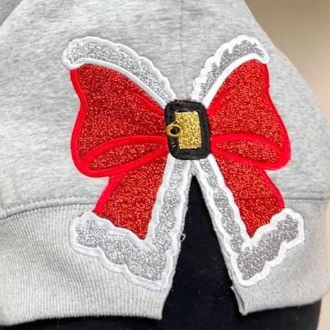 Christmas Red Side Bow Embroidered Sweatshirt