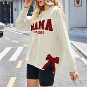 Custom Mama Bow Embroidered Sweatshirt