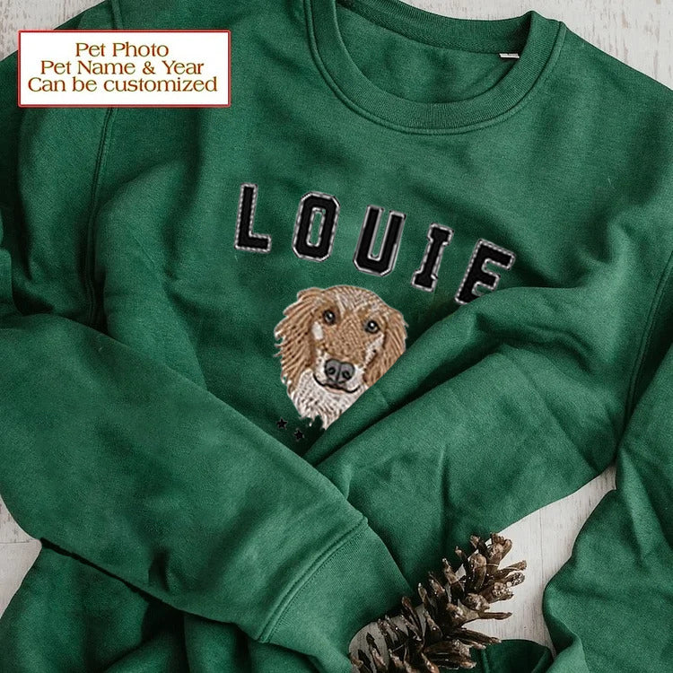 Personalized｜Dog Portrait｜Embroidered Hoodie Sweatshirt｜Pet Face Shirt