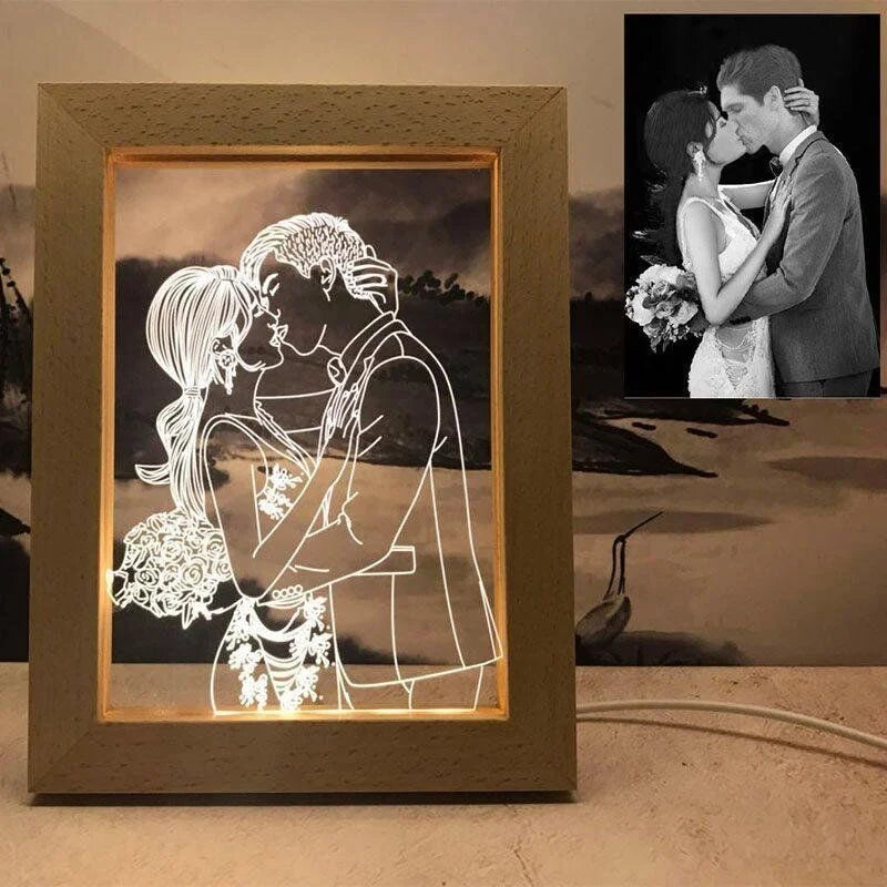 Custom Wooden Frame LED Photo Lamp