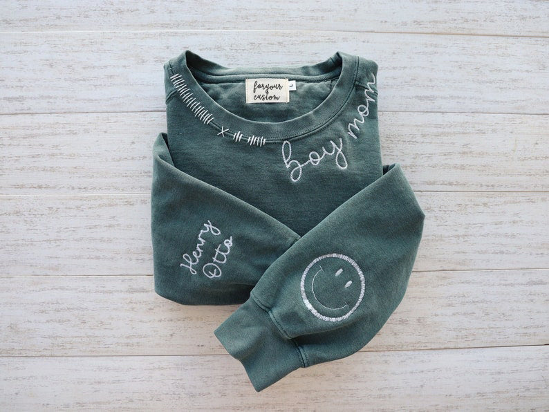 Custom Embroidered Crew Neck Name  Sweatshirt