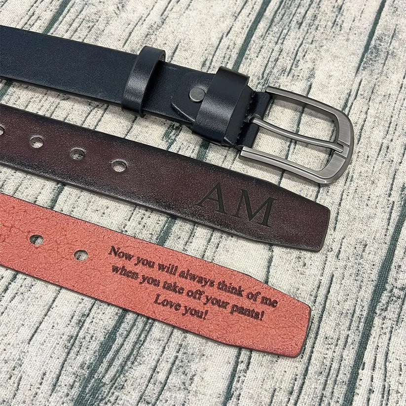 Personalized Engraved Leather Belt For DAD/HUSBAND-Now you will always think of me