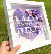 MOM HEART SHAPED MIXED FLOWER SHADOW BOX