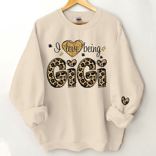 Personalized I Love Being Gigi Leopard Sweatshirt