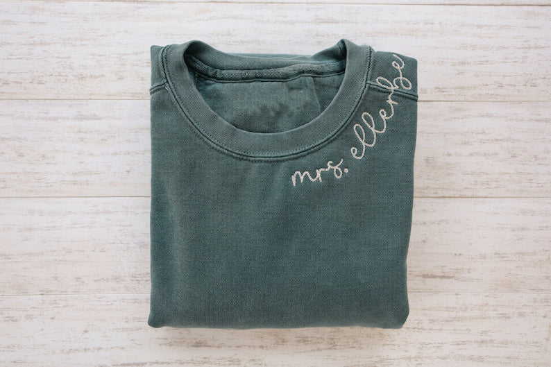 CUSTOM EMBROIDERED  Embroidered Mrs. Sweatshirt