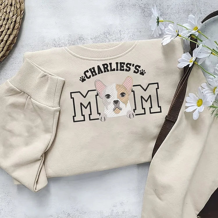 Custom Embroidery|Portrait|Dog Mom|Dog Dad|Sweatshirt with Pet Name