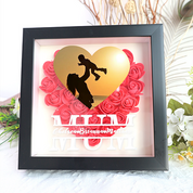 Mom Heart Photo Flower Pattern Shadow Box Gift