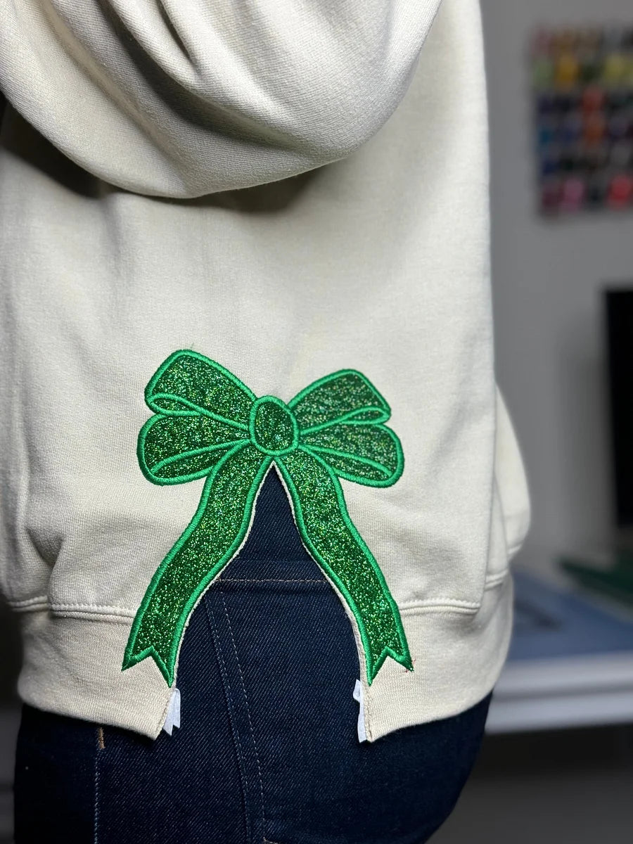 Custom Merry Embroidered | Two Side Bows Cut-Out Sweatshirt