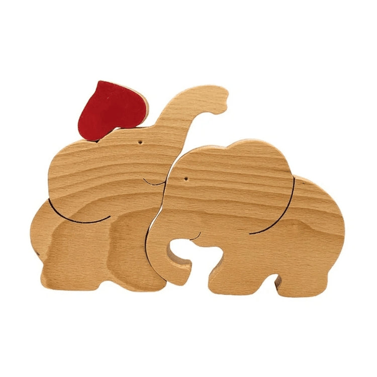 Wooden Elephant Couple Puzzle Toy