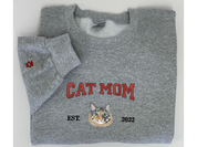 Custom Embroidered | Varsity Cat Dad | Sweatshirt | Hoodie |  Portrait from Photo