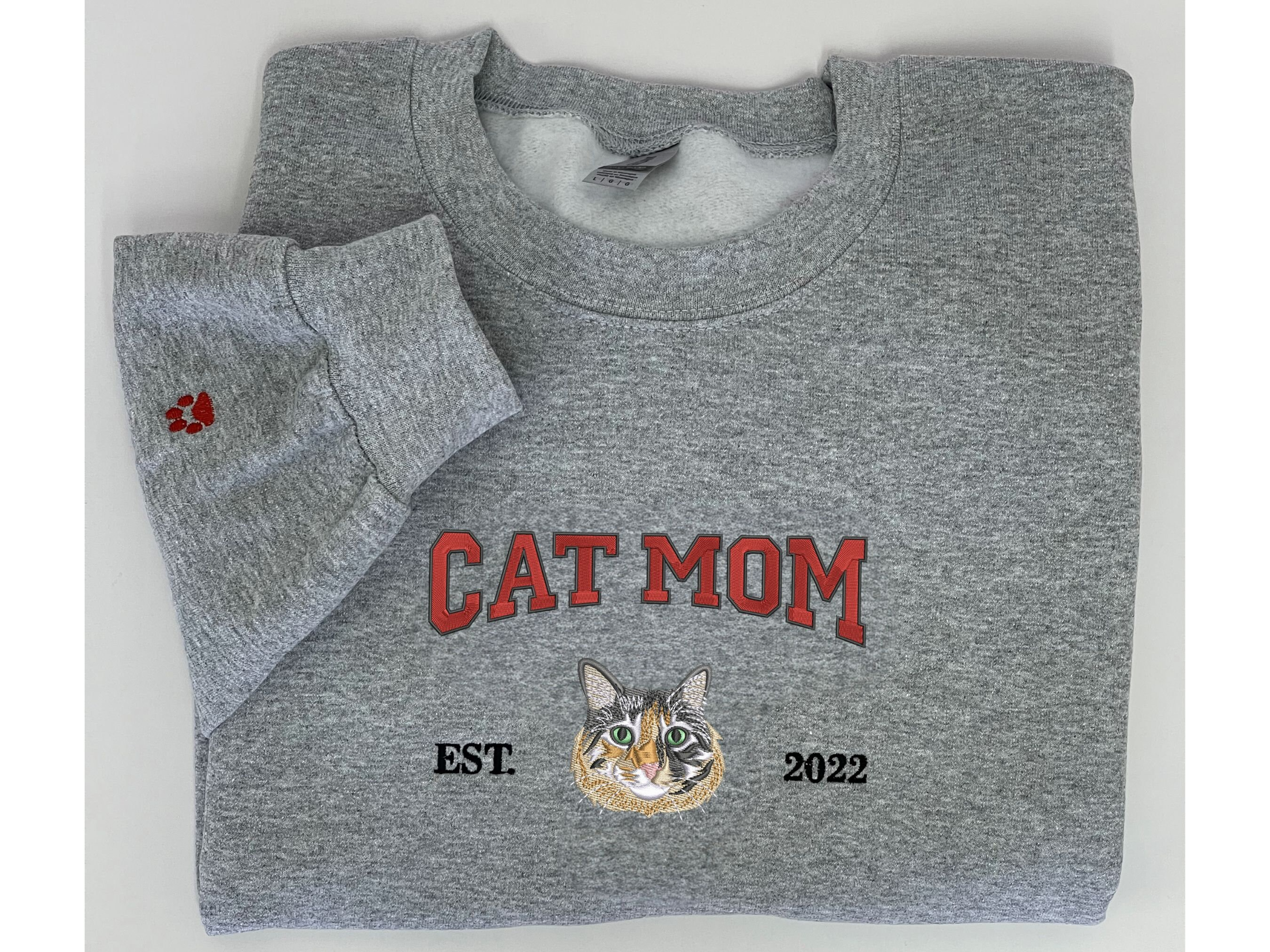 Custom Embroidered | Varsity Cat Dad | Sweatshirt | Hoodie |  Portrait from Photo