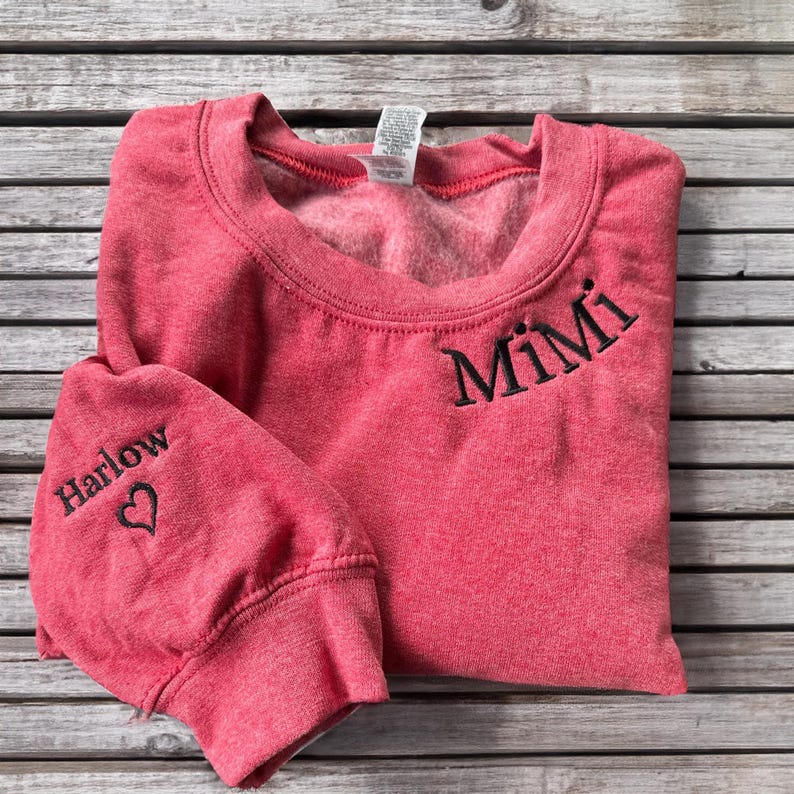 Custom Embroidered  Sweatshirt with kids Names on Sleeve