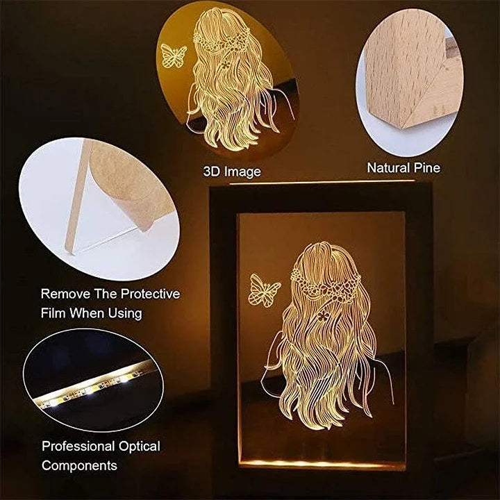 Custom Wooden Frame LED Photo Lamp