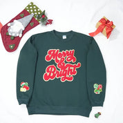 Merry and Bright Chenille Patch Sweatshirt- Best Christmas Gift