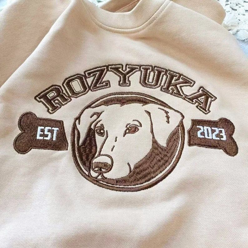 Embroidered Custom Pet with Name｜Custom Pet Portrait｜T-shirt Hoodie Crewneck