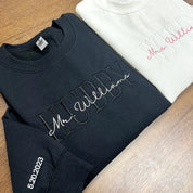 Personalized Embroidered Wifey Hubby Sweatshirt for Valentine's Day Gifts