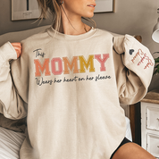 Wears Her Heart On Her Sleeve - Family Personalized Custom Unisex Embroidered Sweatshirt