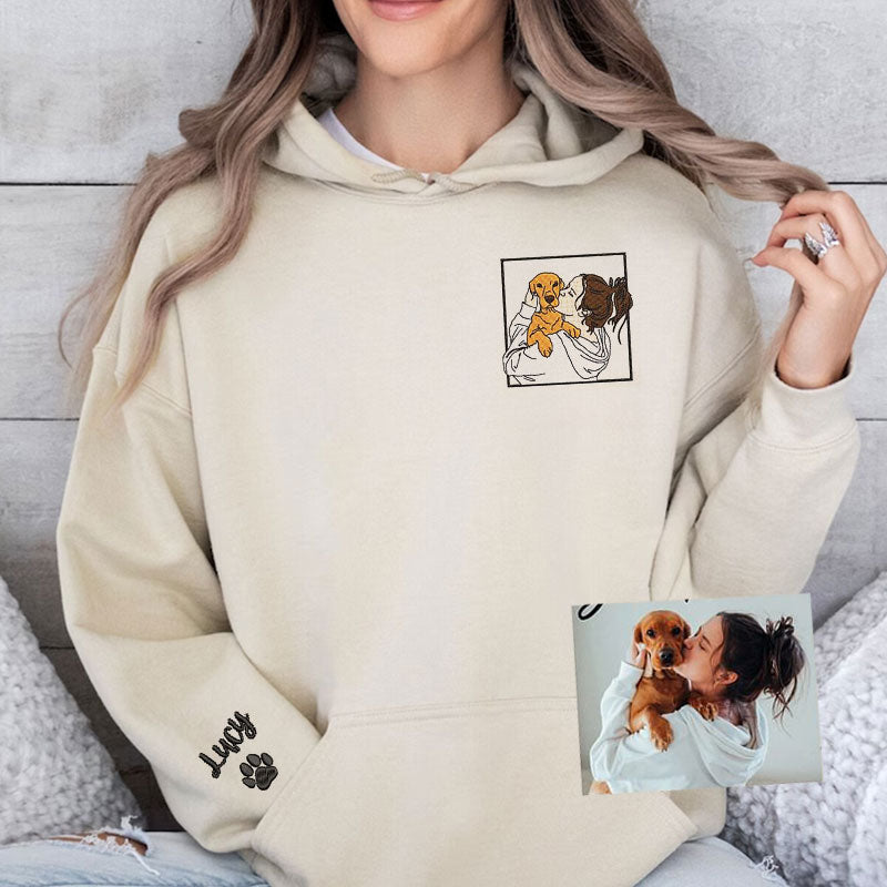 Personalized Dog Hoodie |  With Portrait from Photo | Embroidered Pet's Photo Sweatshirt