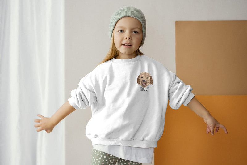 Custom Embroidered Pet | Sweatshirt for Kids | Dog Embroidery | Personalized Kids Sweatshirt