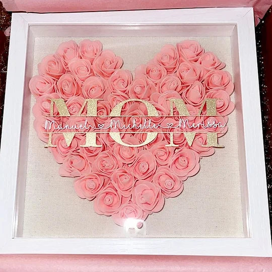 Heart roses shadow box for mama