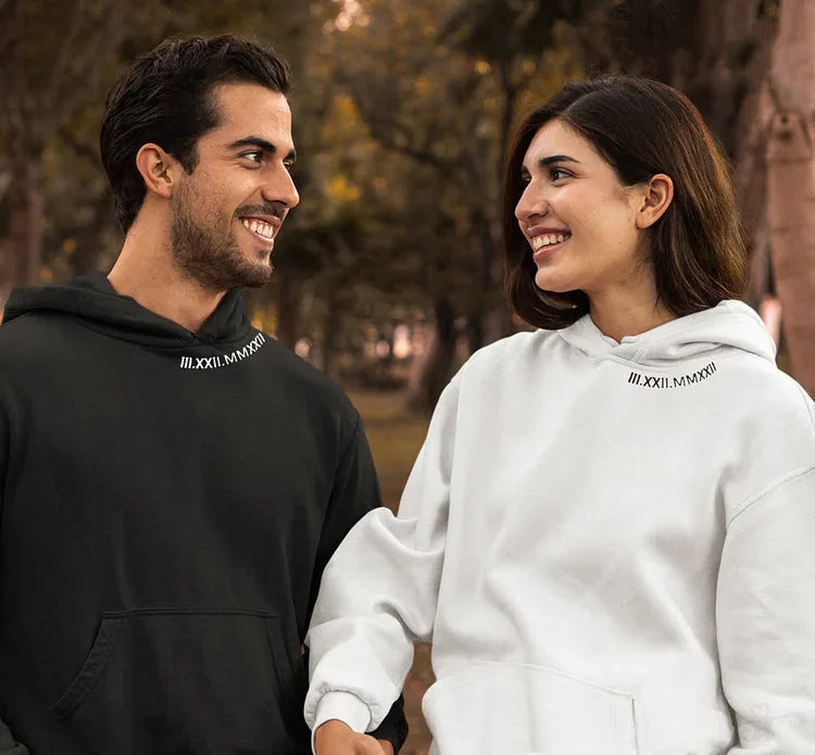 Personalized Roman Numeral Embroidered Sweatshirt for Couples