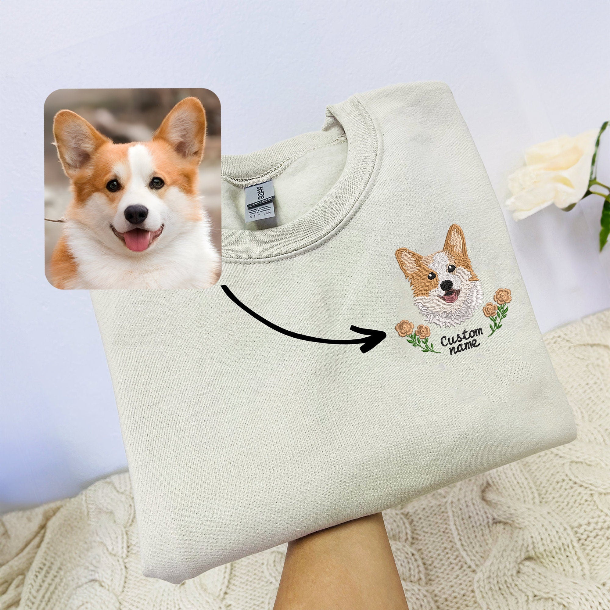 Custom Dog Portrait｜Embroidered Sweatshirt｜Custom Pet Hoodie