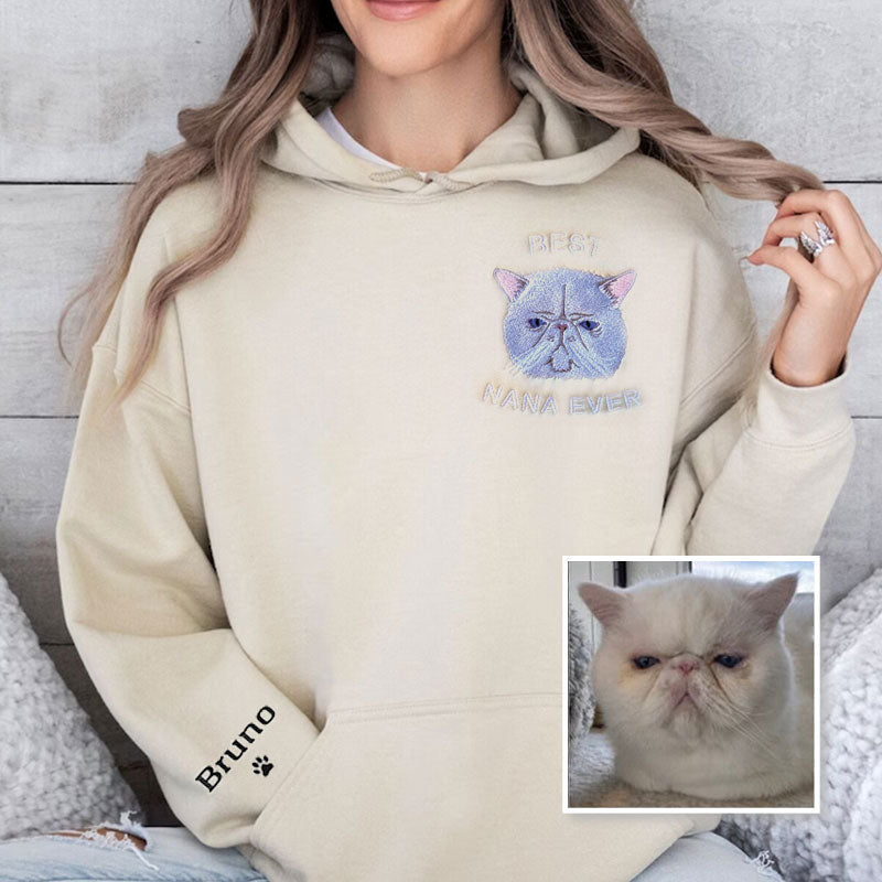 Customize | Text & Image | Dog Cat | Pet Portrait Embroidery | Sweatshirt Hoodie