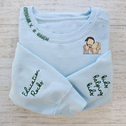 Embroidered Hand Distressed Photo Crewneck